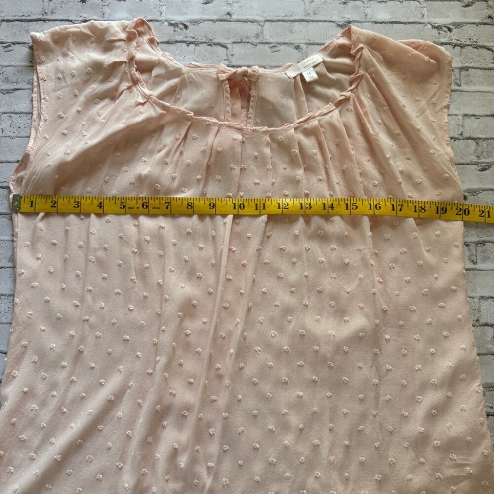 LC Lauren Conrad Light Pink Swiss Dot Women's Cap Sleeve Blouse Size M - Picture 6 of 10